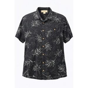 Island Republic Silk Hawaiian Shirt Men XXL Black Tropical Floral Camp Beach